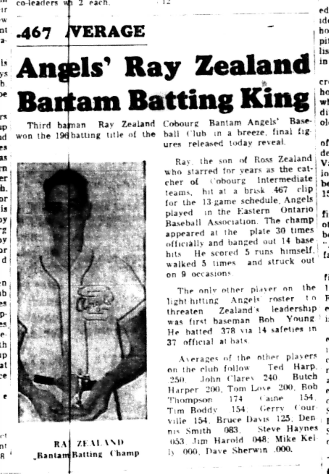 1965-09-08 Softball -Boys-Bantam Angels Batting Champion