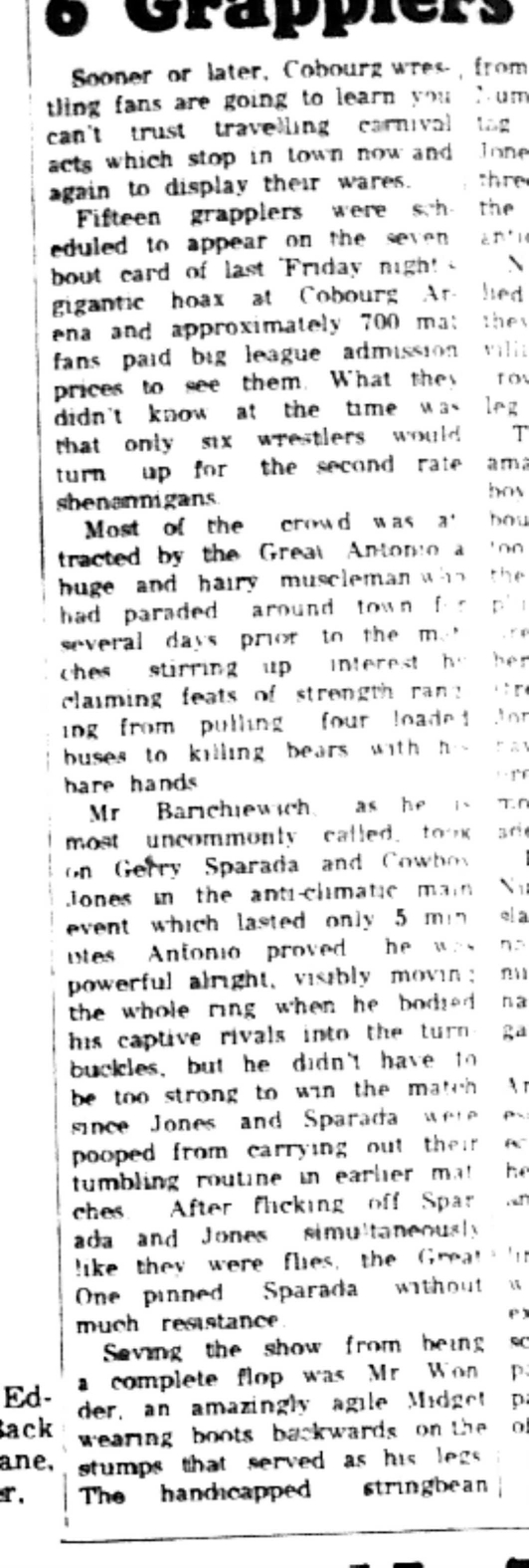 1965-09-08 Wrestling -Mixed-Cobourg Wrestling To Start-B