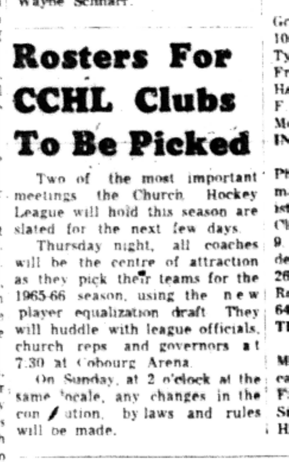 1965-10-20 Hockey -Boys-CCHL Roster To Be Picked