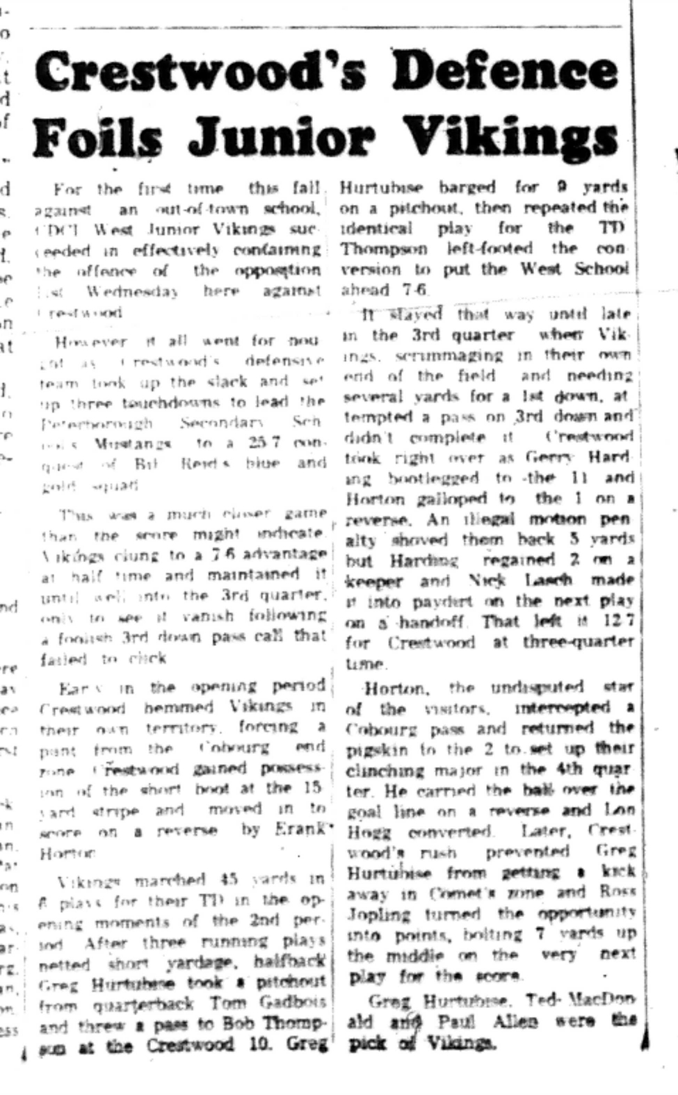 1965-10-20 School -Football-Boys-CDCI West vs Crestwood