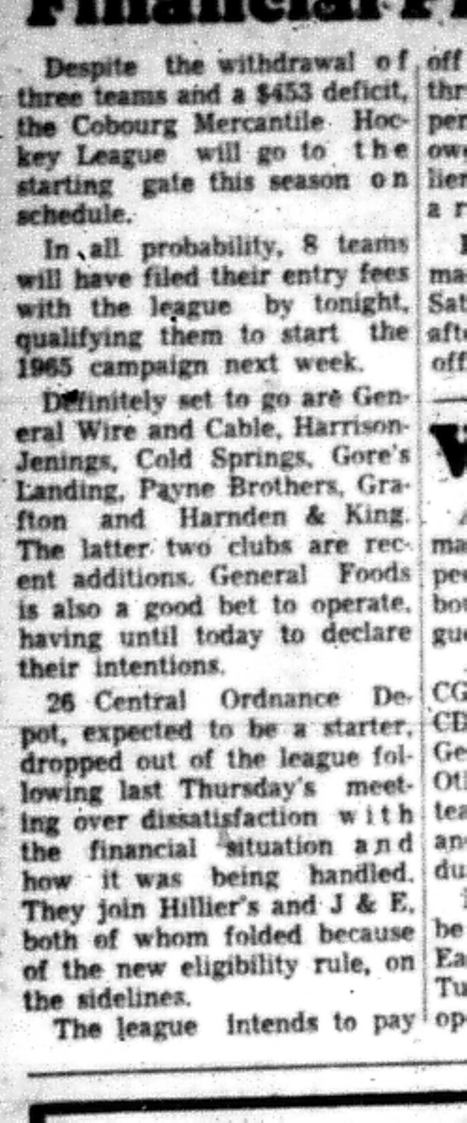 1965-10-27 Hockey -Men-Mercantile League Fielding Eight Teams-B