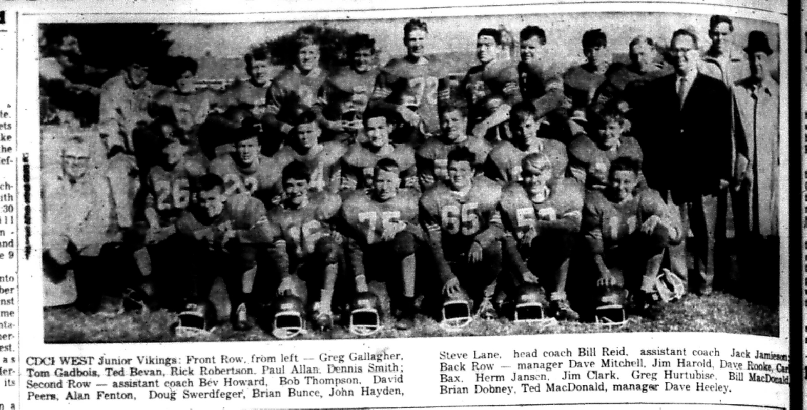 1965-10-27 School -Football -Boys-CDCI West Team Photo