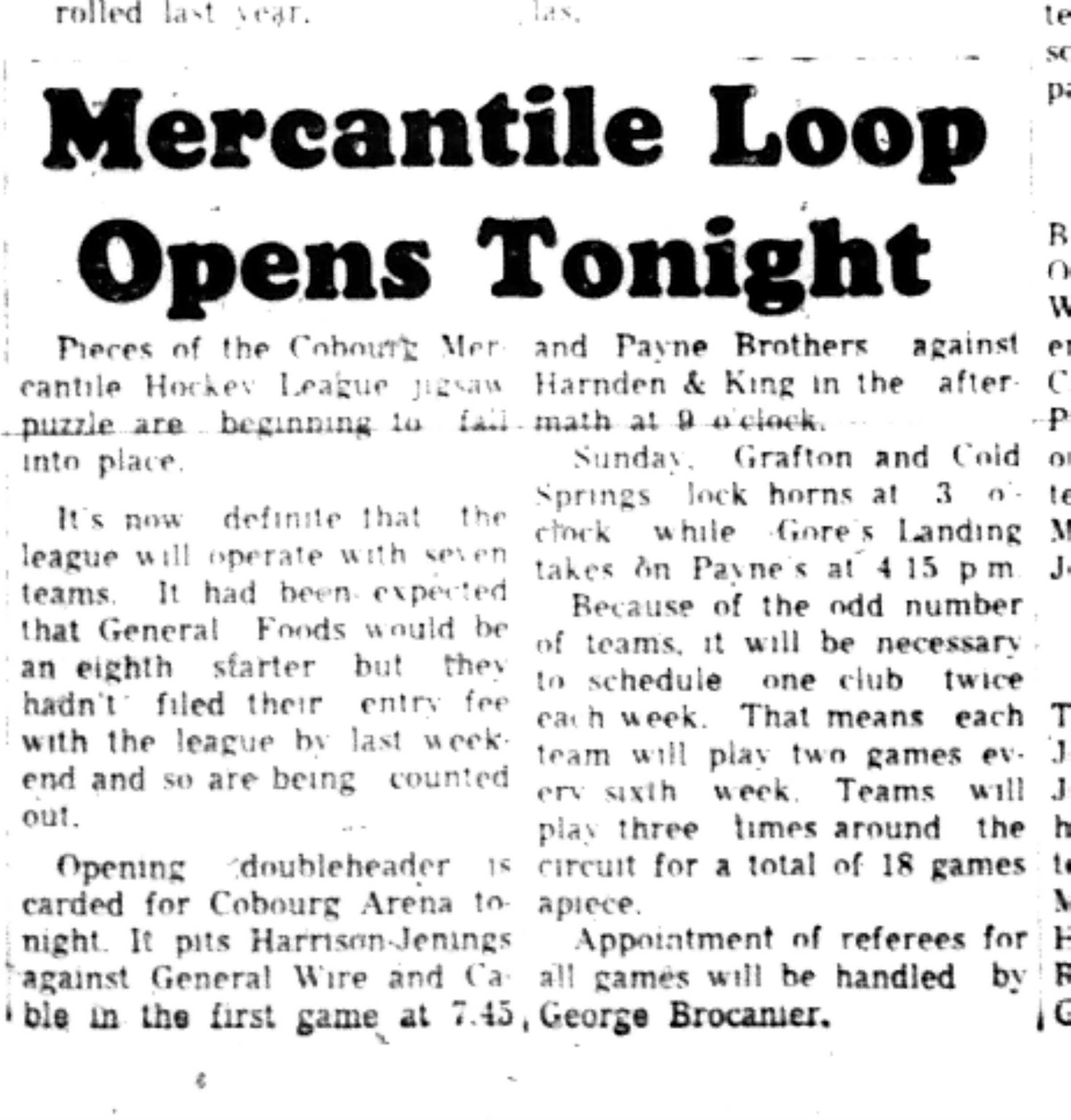1965-11-02 Hockey -Men-Mercantile League Opening Day