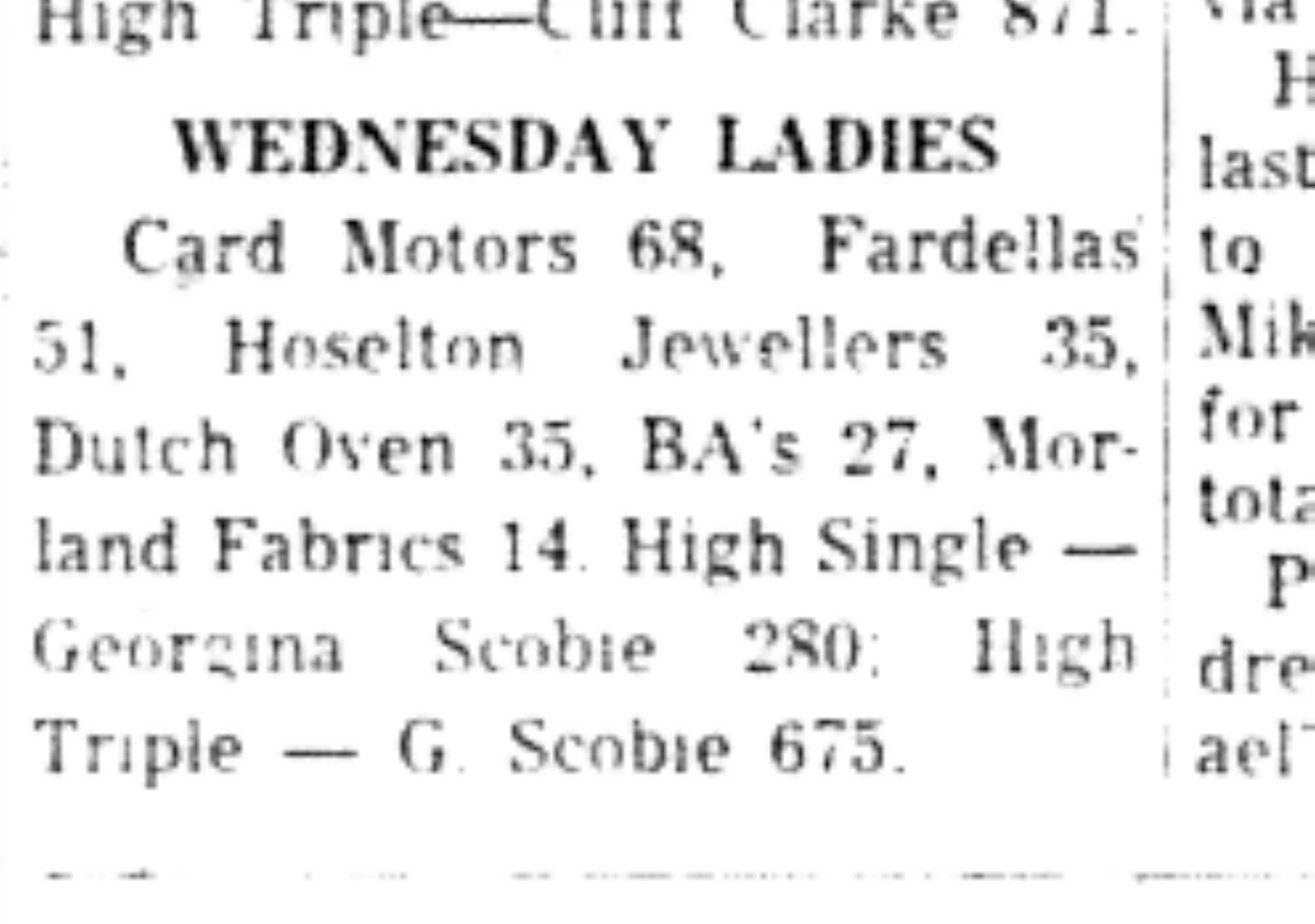 1965-12-01 Bowling -Ladies-League Results