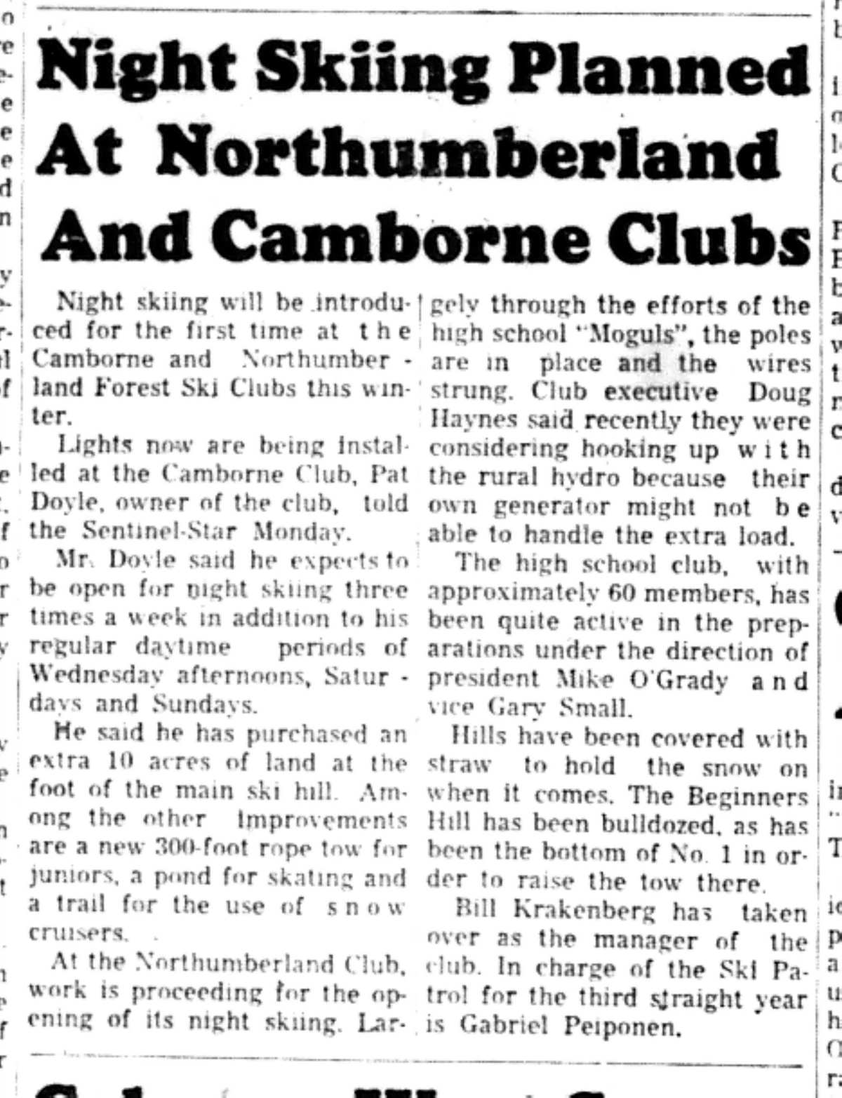 1965-12-01 Skiing -Mixed-Night Skiing Planned For Local Clubs