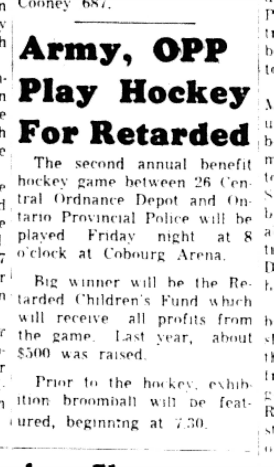 1965-12-08 Hockey -Boys-CCHL-Army and OPP Play Charity Game