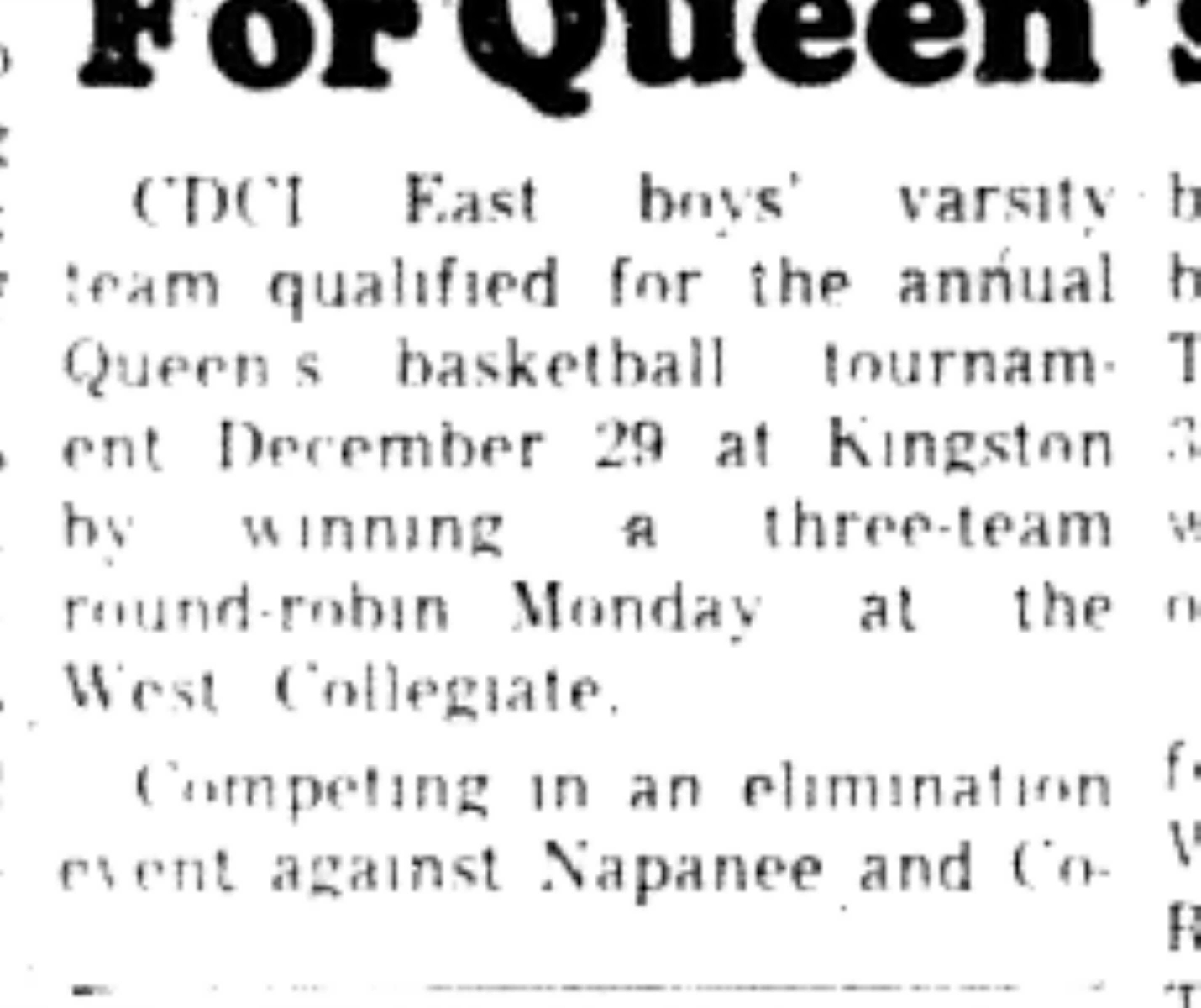 1965-12-08 School -Basketball -Boys-CDCI East Qualifies For Tournament-B