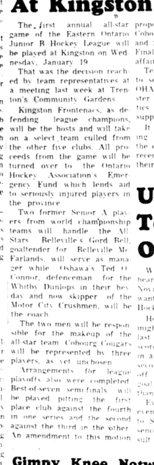 1965-12-15 Hockey -Boys-Junior B All Star Game In Kingston-B