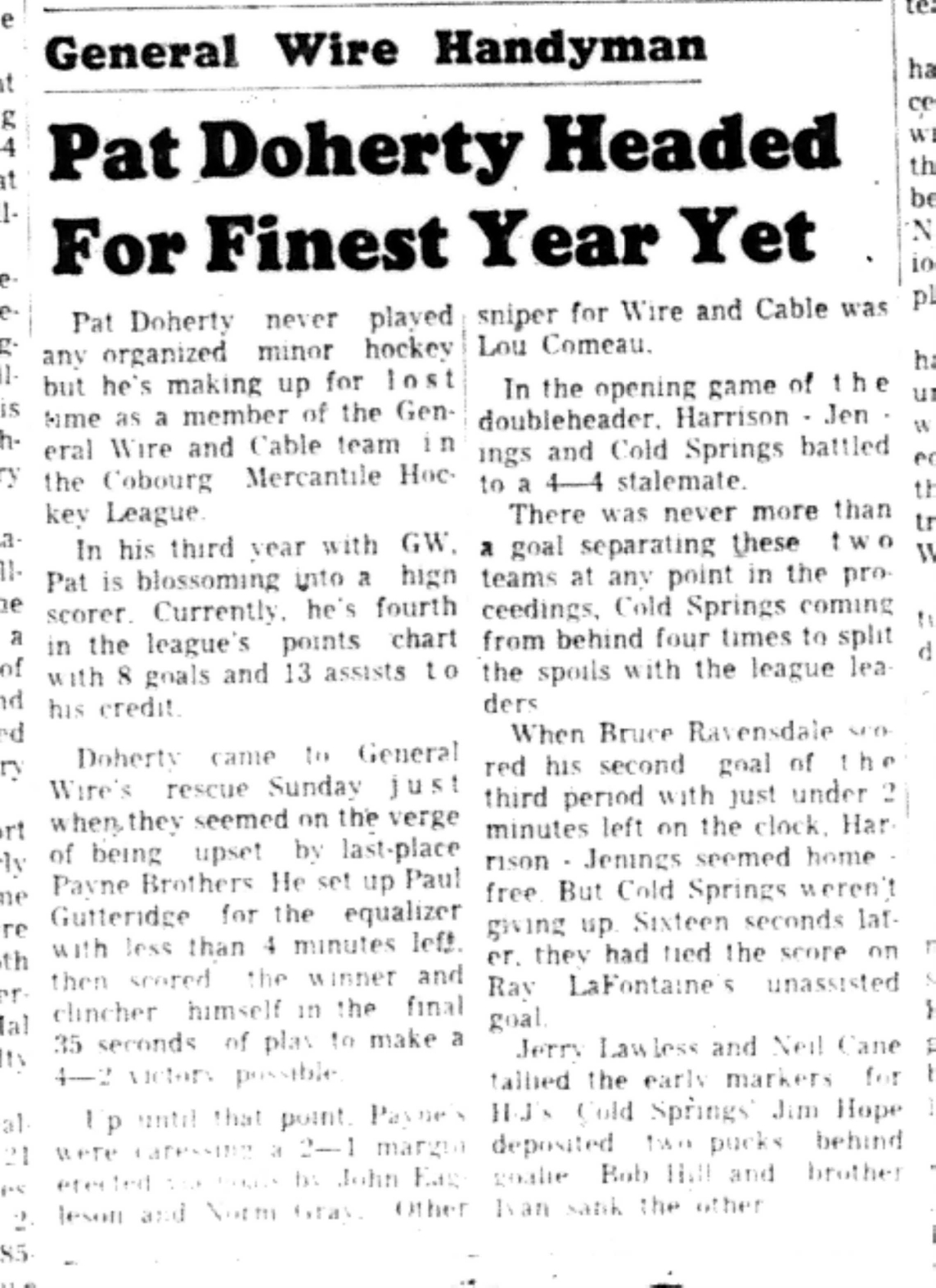 1965-12-22 Hockey -Men-CMHL-General Wire Key Player