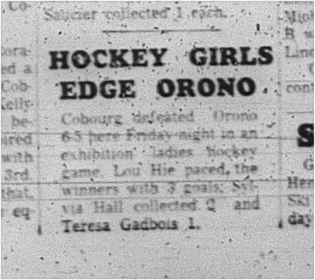 1966-01-12 Hockey -Girls -Cobourg District Girls Hockey League - Cobourg Vs. Orono