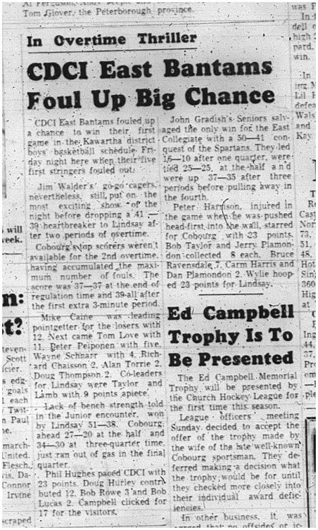 1966-01-12 School -Basketball -Boys -CDCI East Vs. Lindsay - Bantams