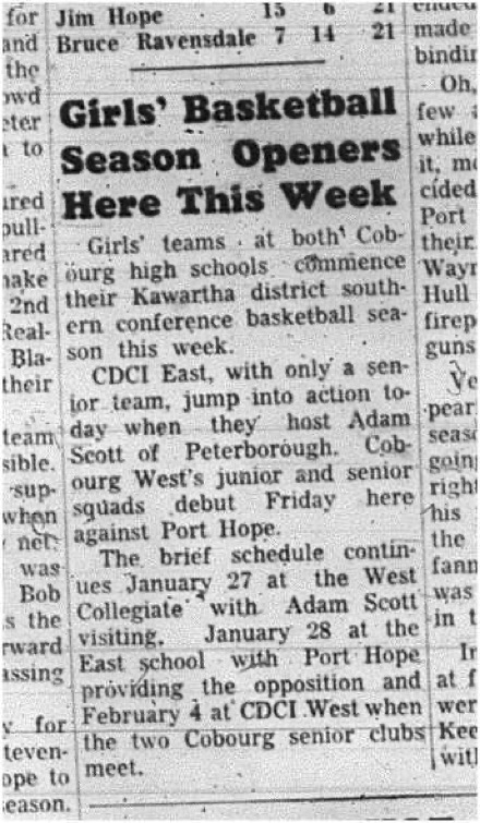 1966-01-12 School -Basketball -Girls -CDCI - Opening