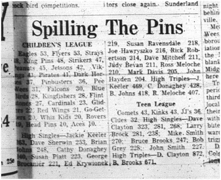 1966-01-19 Bowling -Mixed -Childrens League - Teen League