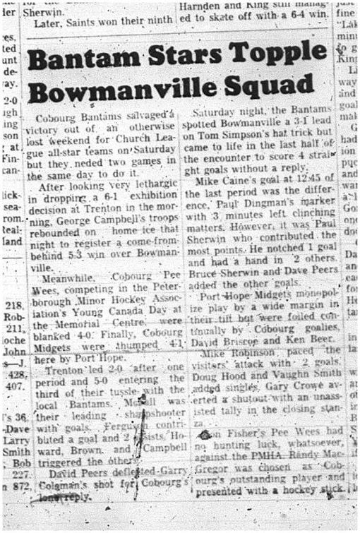 1966-01-19 Hockey -Boys -CCHL - Bantam Vs. Bowmanville