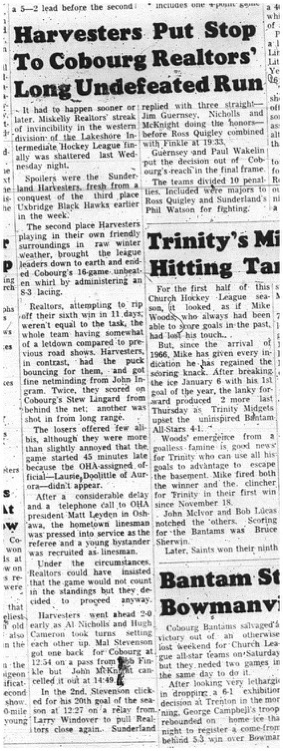 1966-01-19 Hockey -Boys -Lakeshore Intermediate Hockey League - Miskelly Realtors Vs. Sunderland Harvesters