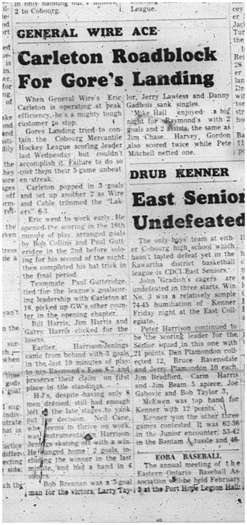 1966-01-19 Hockey -Men -Cobourg Mercantile Hockey League - General Wire