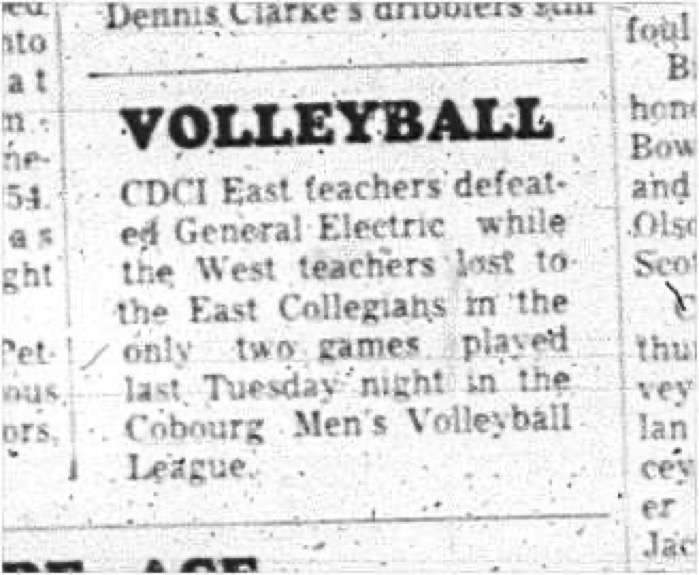 1966-01-19 Volleyball -Men -Cobourg Mens Volleyball League - CDCI East Teachers Vs. General Electric