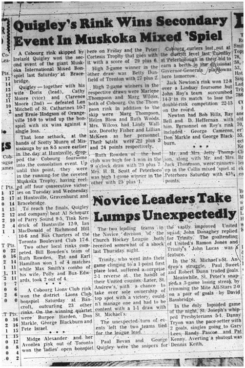 1966-01-26 Curling -Mixed -Cobourg Golf and Curling Club- Mixed Bonspiel