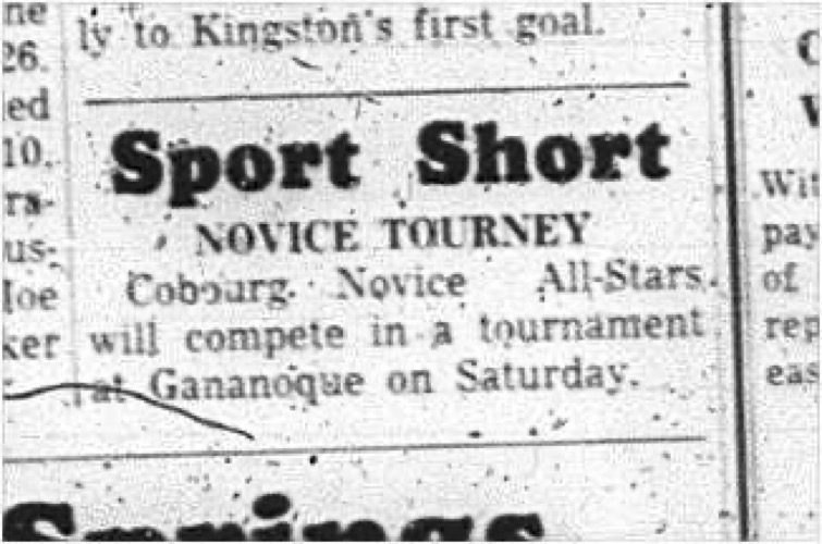 1966-01-26 Hockey -Boys -CCHL - Cobourg Novice All-Star Tournament