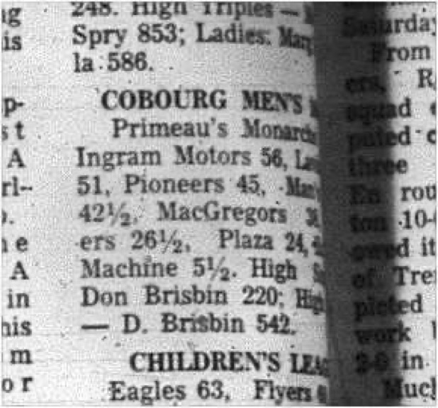 1966-02-05 Bowling -Men -Cobourg Mens 10-Pin League