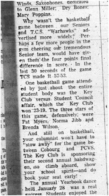 1966-02-05 School -Basketball -Boys -CDCI East Vs. Trinity - Cobourg Vs. PCVS