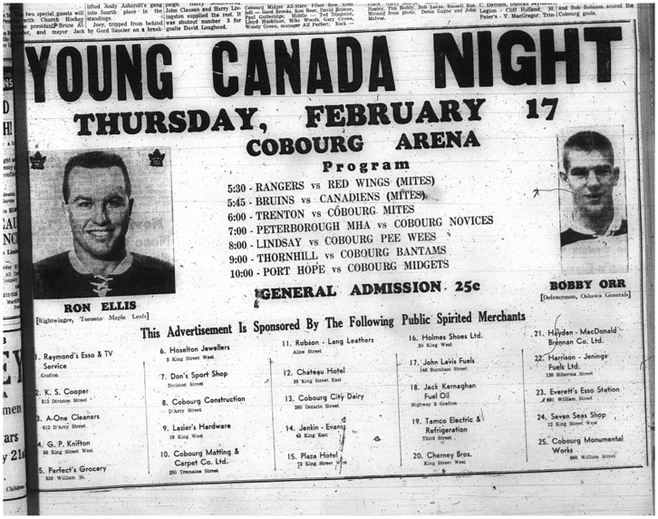 1966-02-15 Hockey -Boys -CCHL - Young Canada Night - Cobourg Arena