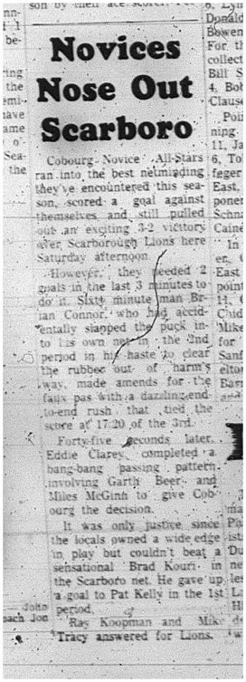 1966-02-15 Hockey -Boys -CCHL -Cobourg Novice  All-Stars Vs. Scarboro
