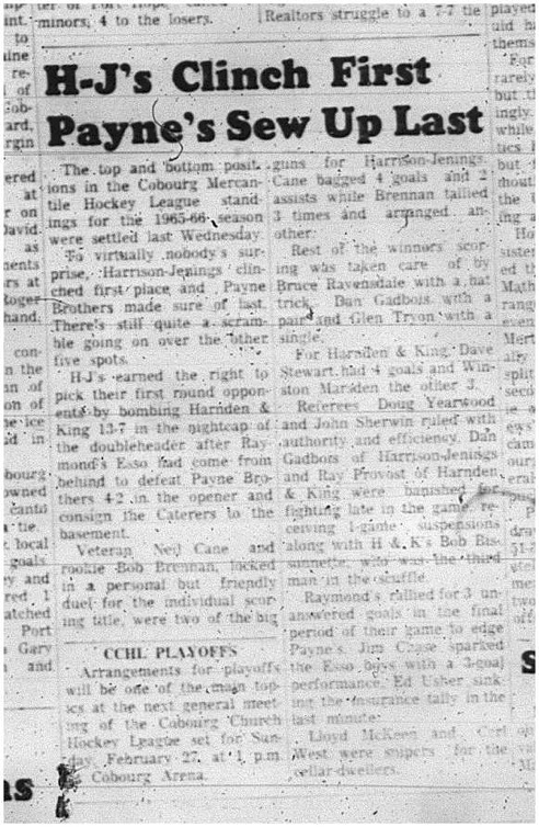 1966-02-15 Hockey -Boys -Cobourg Mercanitle Hockey League - H-Js Vs. Harden _ King