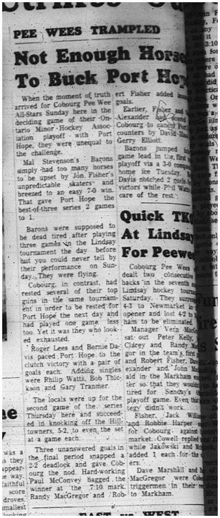 1966-02-15 Hockey -Boys -Cobourg Peewee All-Stars Vs. Port Hope