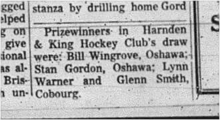 1966-02-22 Hockey -Men -Cobourg Mercantile Hockey League - Draw - Prize Winners