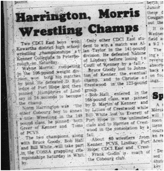1966-02-22 School -Wrestling -Boys -CDCI East -Kawartha District High School Wrestling Championships