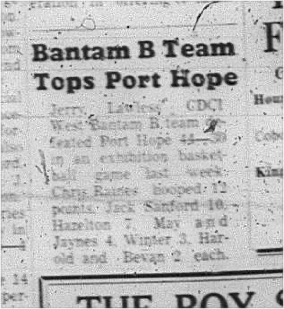 1966-02-22 School- Basketball -Boys -CDCI West Bantam B Vs. Port Hope