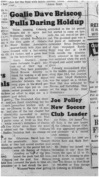 1966-03-02 Hockey -Boys -CCHL -Cobourg Midgets - Dave Briscoe