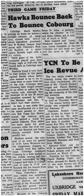 1966-03-02 Hockey -Boys -Lakeshore Intermediate B Hockey League - Miskelly Realtors Vs. Uxbridge