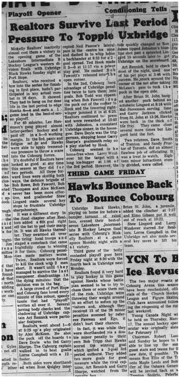 1966-03-02 Hockey -Boys -Lakeshore Intermediate Hockey League - Miskelly Realtors Vs. Uxbridge