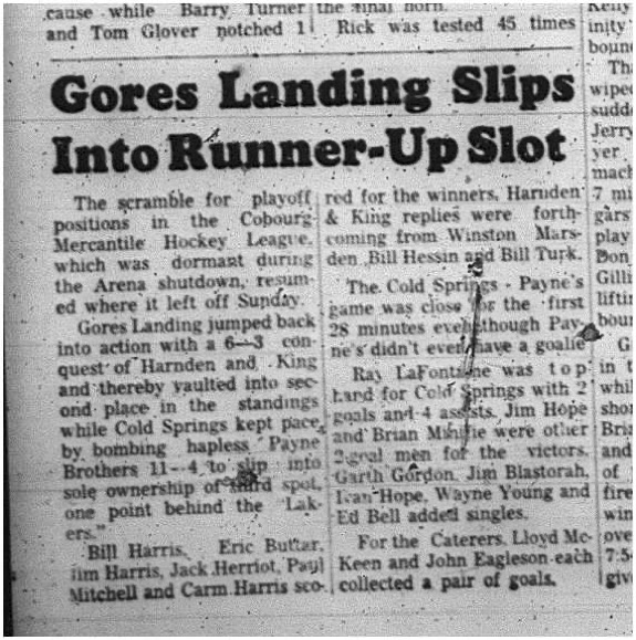 1966-03-02 Hockey -Men -Cobourg Mercantile Hockey League - Gores Landings Vs. Harden and King
