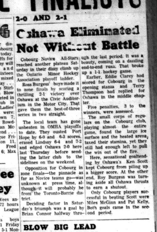 1966-03-09 Hockey -Boys -CCHL -Cobourg Novice All-Stars Vs. Oshawa
