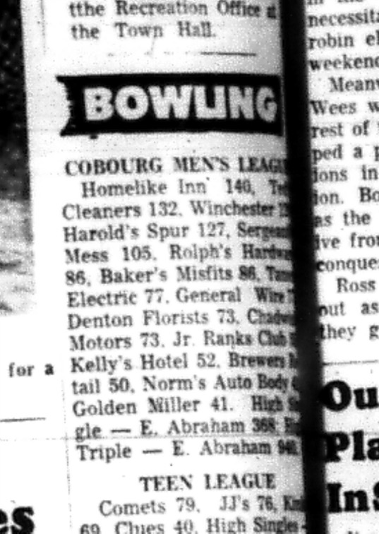 1966-03-16 Bowling -Men -Cobourg Mens League
