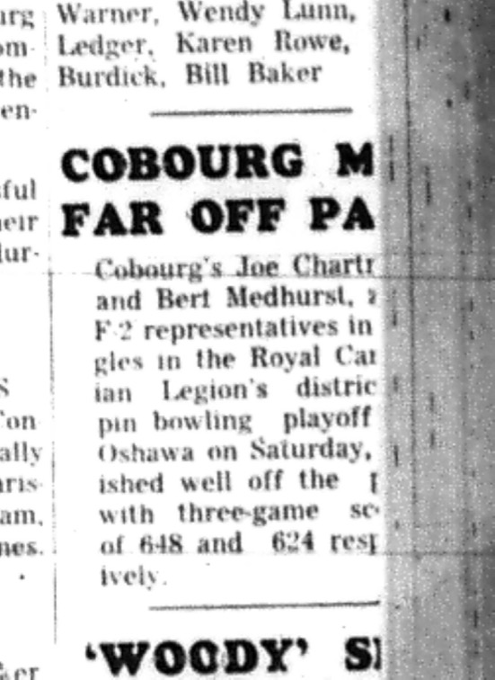 1966-03-16 Bowling -Men -Royal Canadian Legions District 5-Pin Bowling Playoff