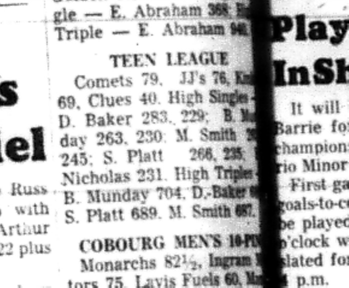 1966-03-16 Bowling -Mixed -Teen League