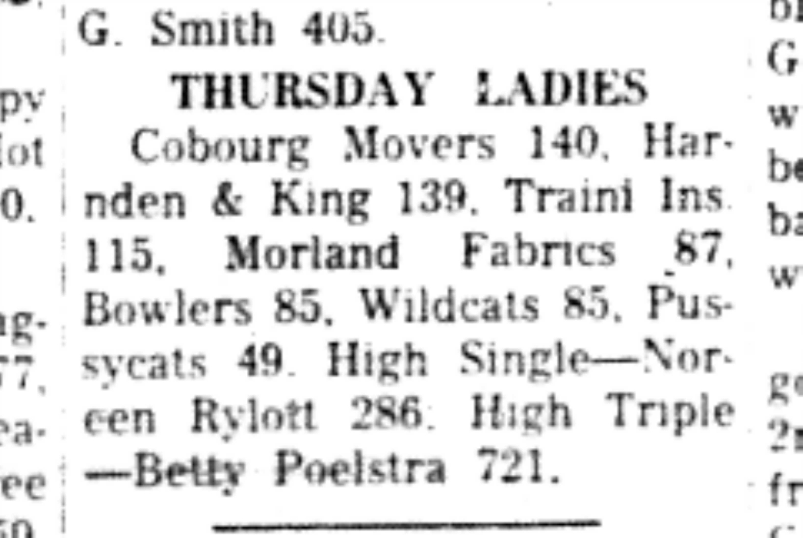 1966-03-23 Bowling -Ladies - League Results