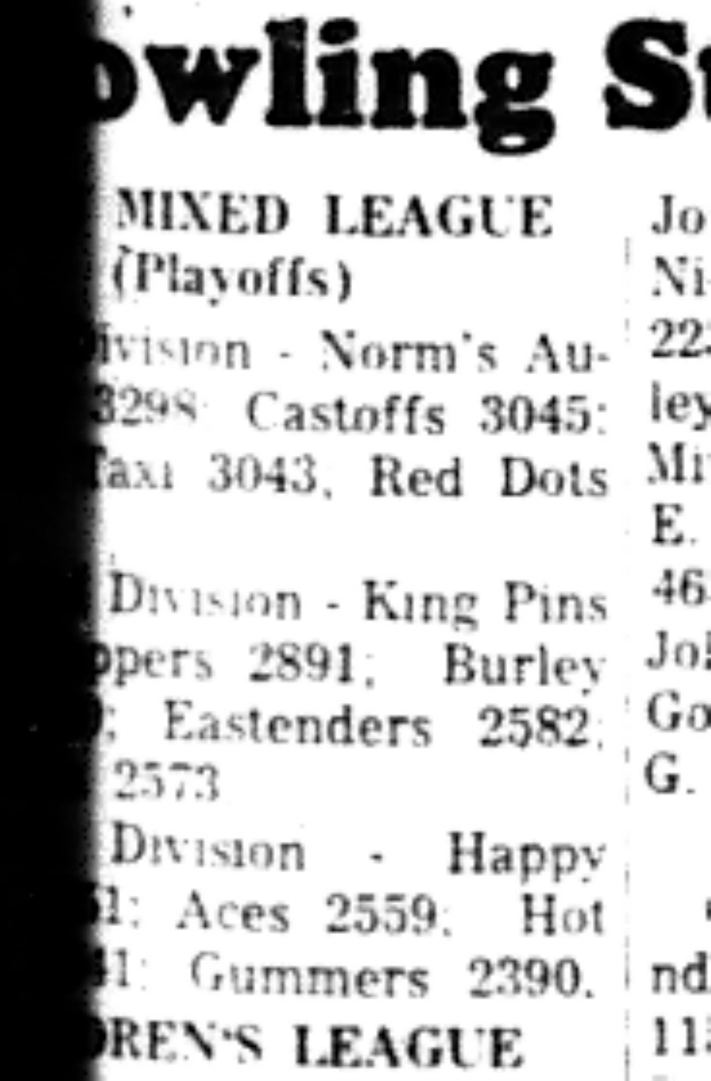 1966-03-23 Bowling -Mixed -League Results