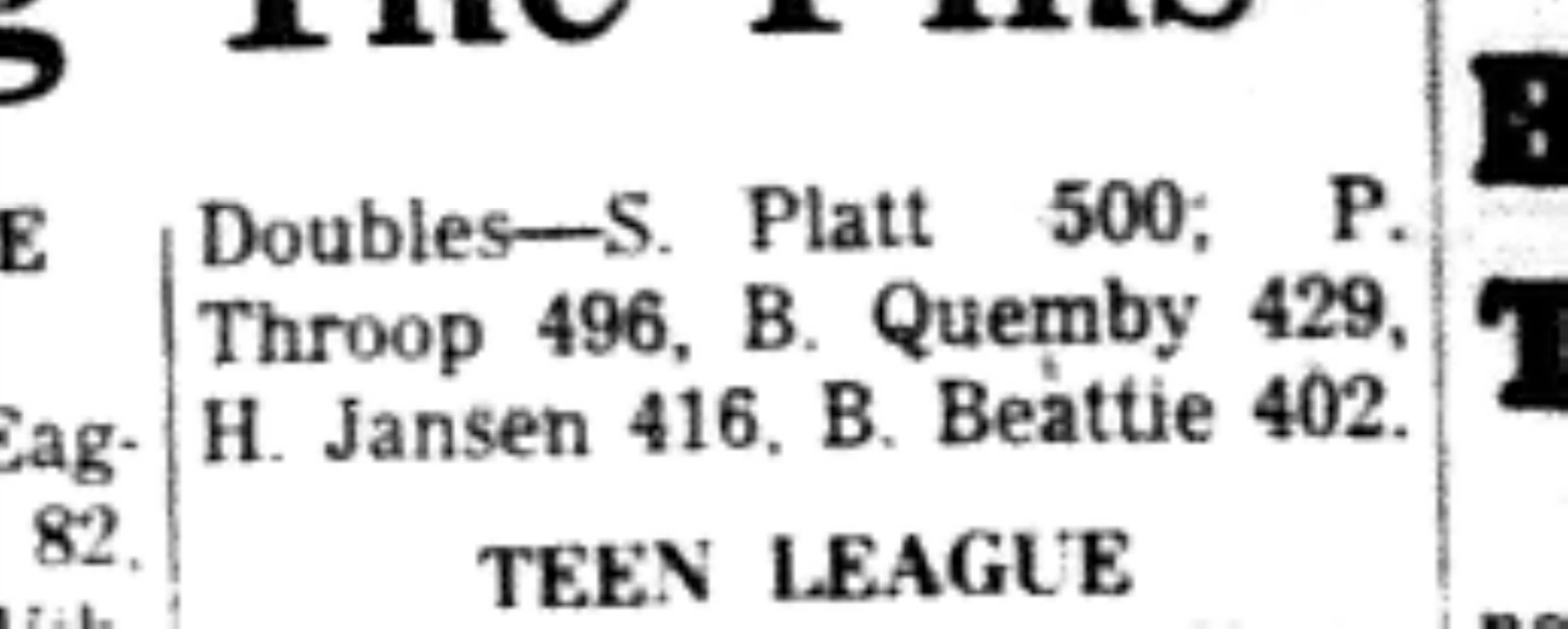 1966-03-30 Bowling -Mixed -Childrens League Results-B