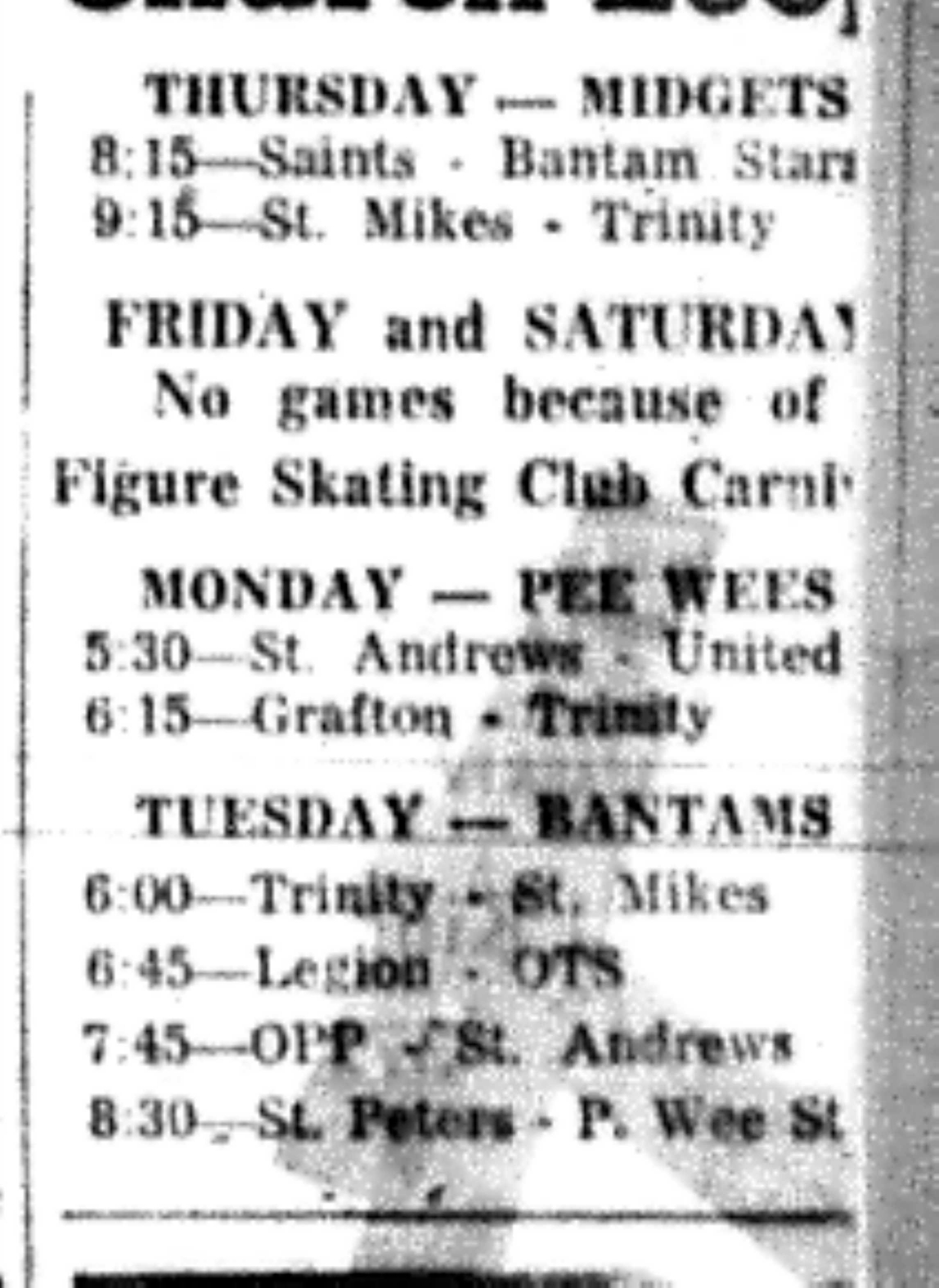 1966-03-30 Hockey -Boys -CCHL Schedule-B