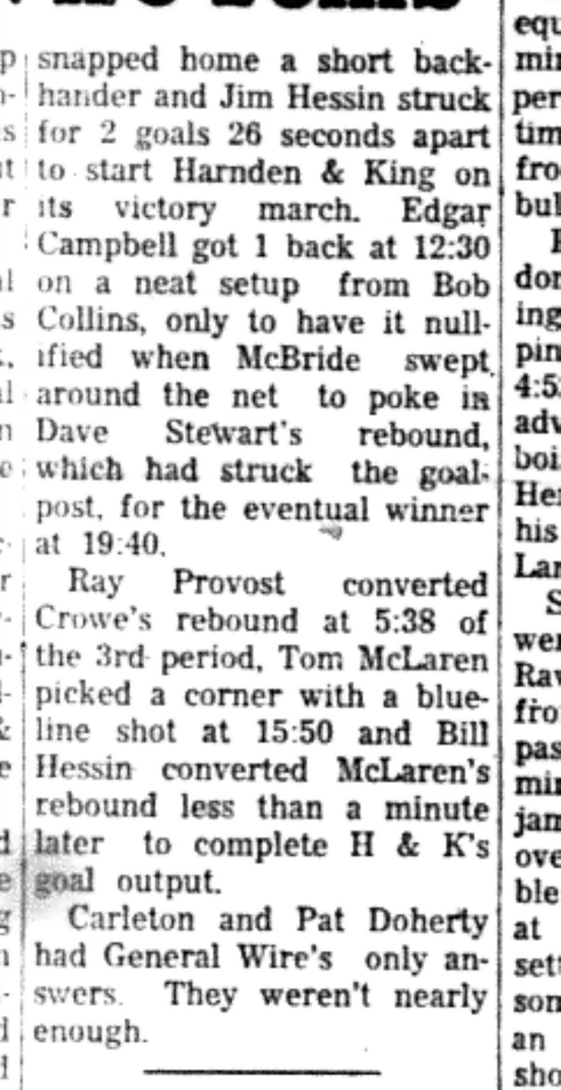 1966-03-30 Hockey -Men -CMHL-Harnden And King vs General Wire-C