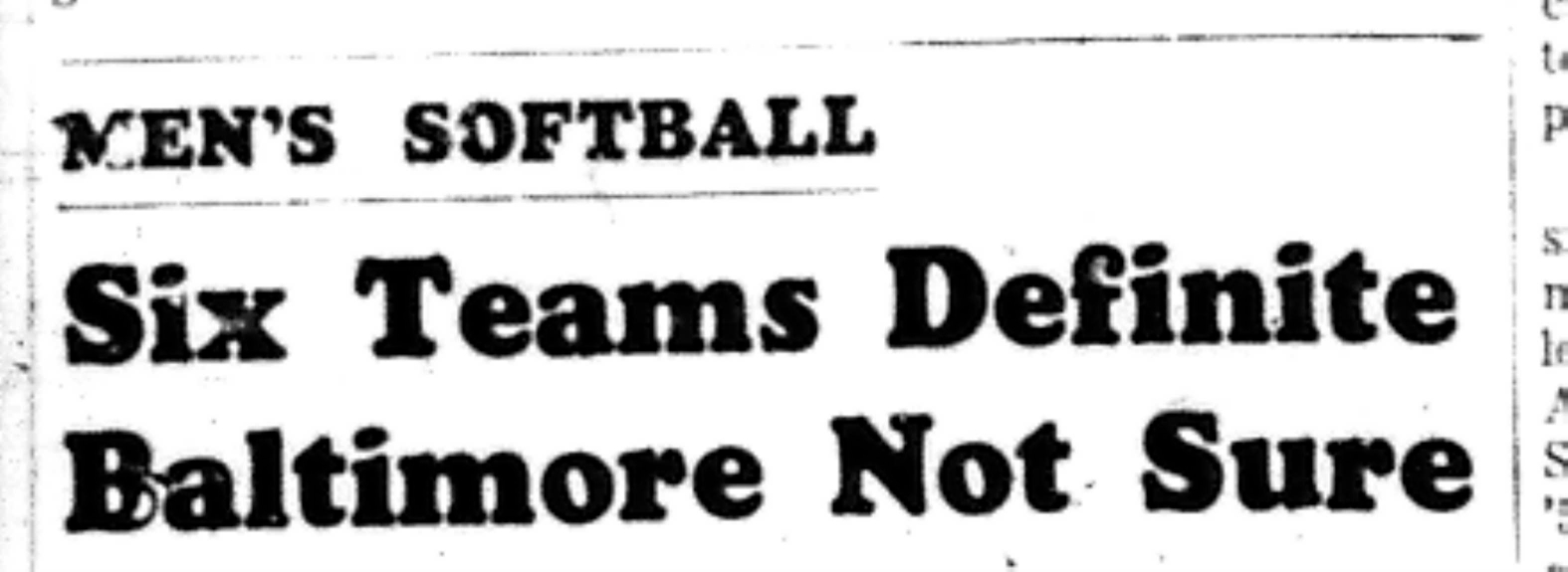 1966-04-06 Softball -Men -CMSL Teams Not Definite-A