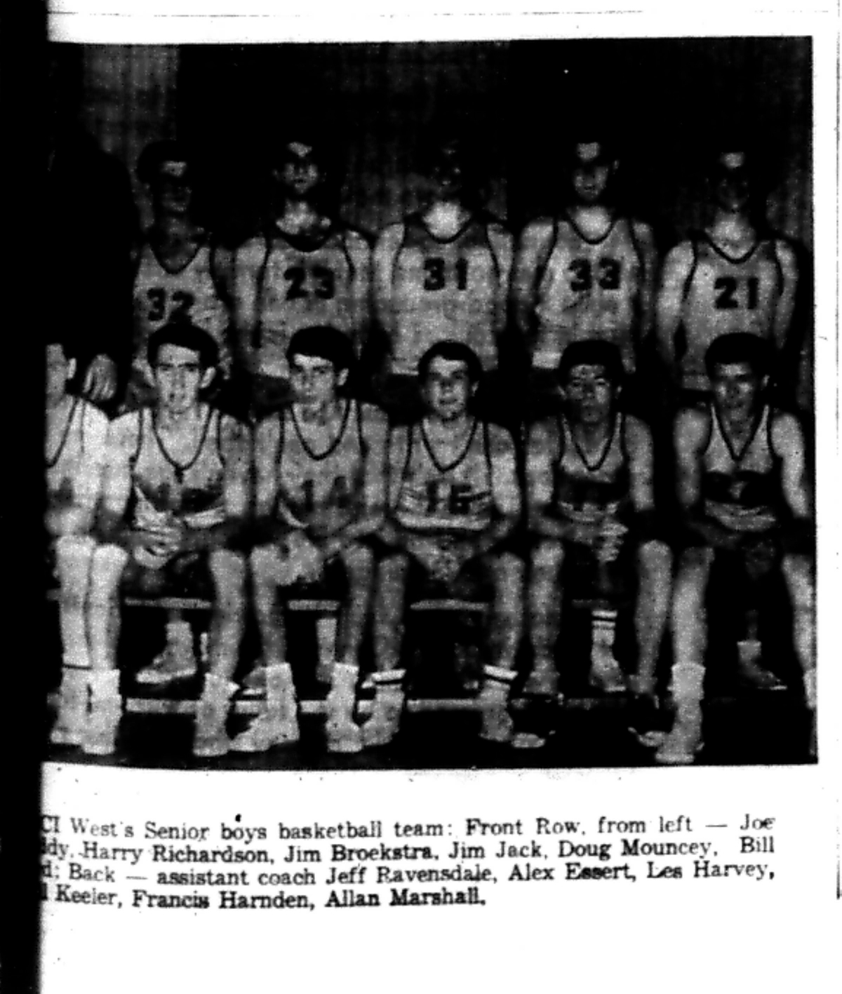 1966-04-12 School -Basketball -Boys -CDCI West Team Photo