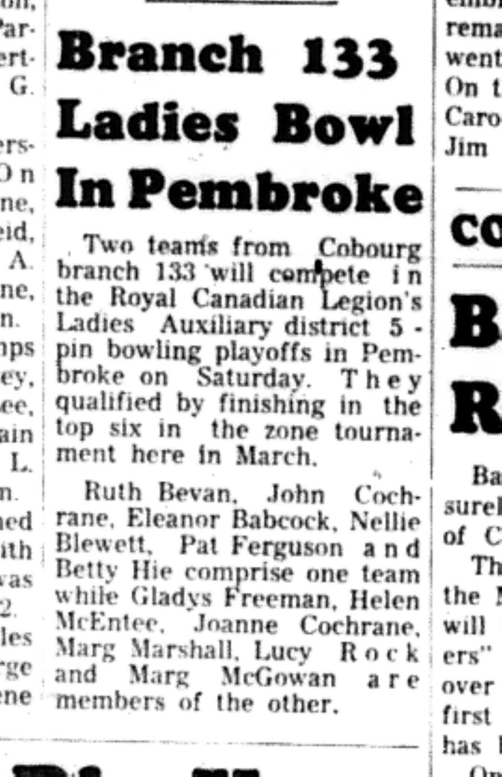 1966-04-27 Bowling -Ladies -Cobourg Women Bowl In Pembroke