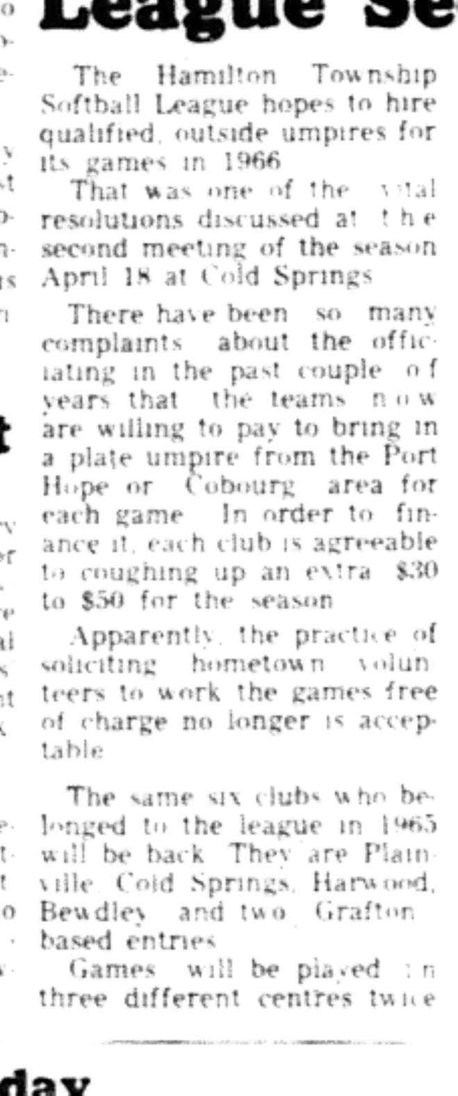 1966-04-27 Softball -Mixed -Town Softball Seeks Umpires-B