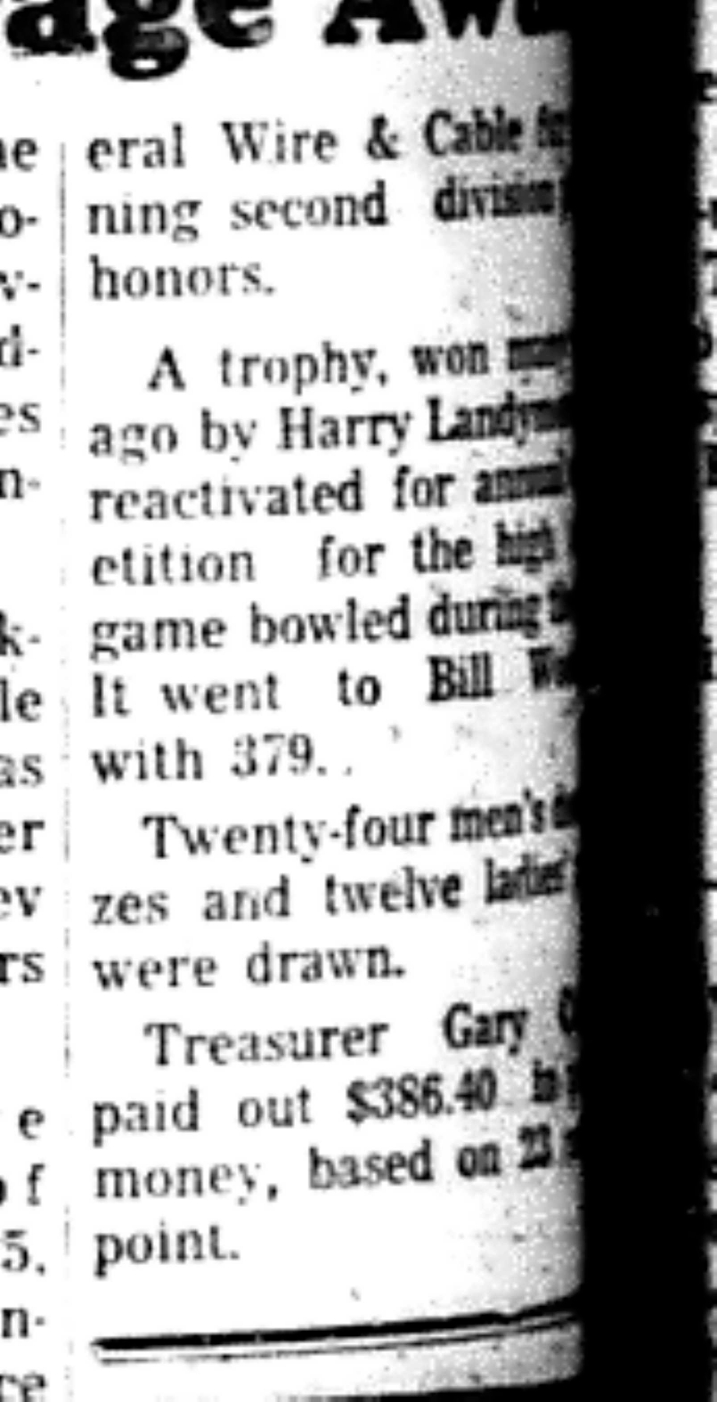 1966-05-18 Bowling -Men -Cobourg High Average Winner-C